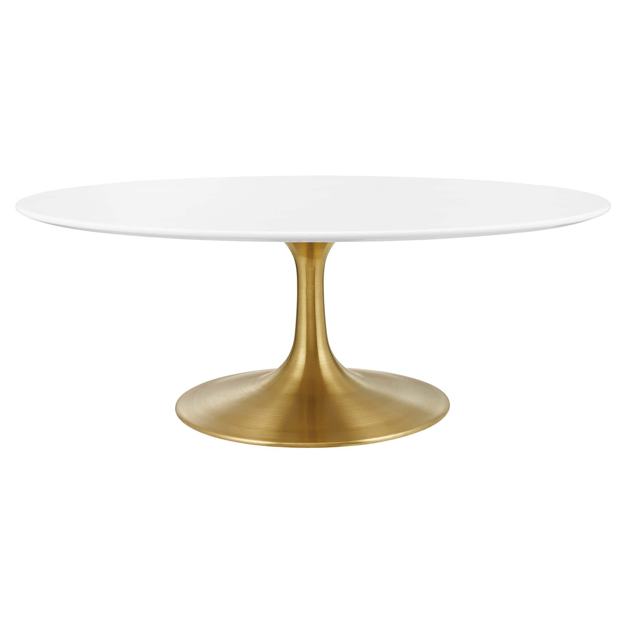 Angle. Modway - Lippa Oval Wood Coffee Table - Gold White.