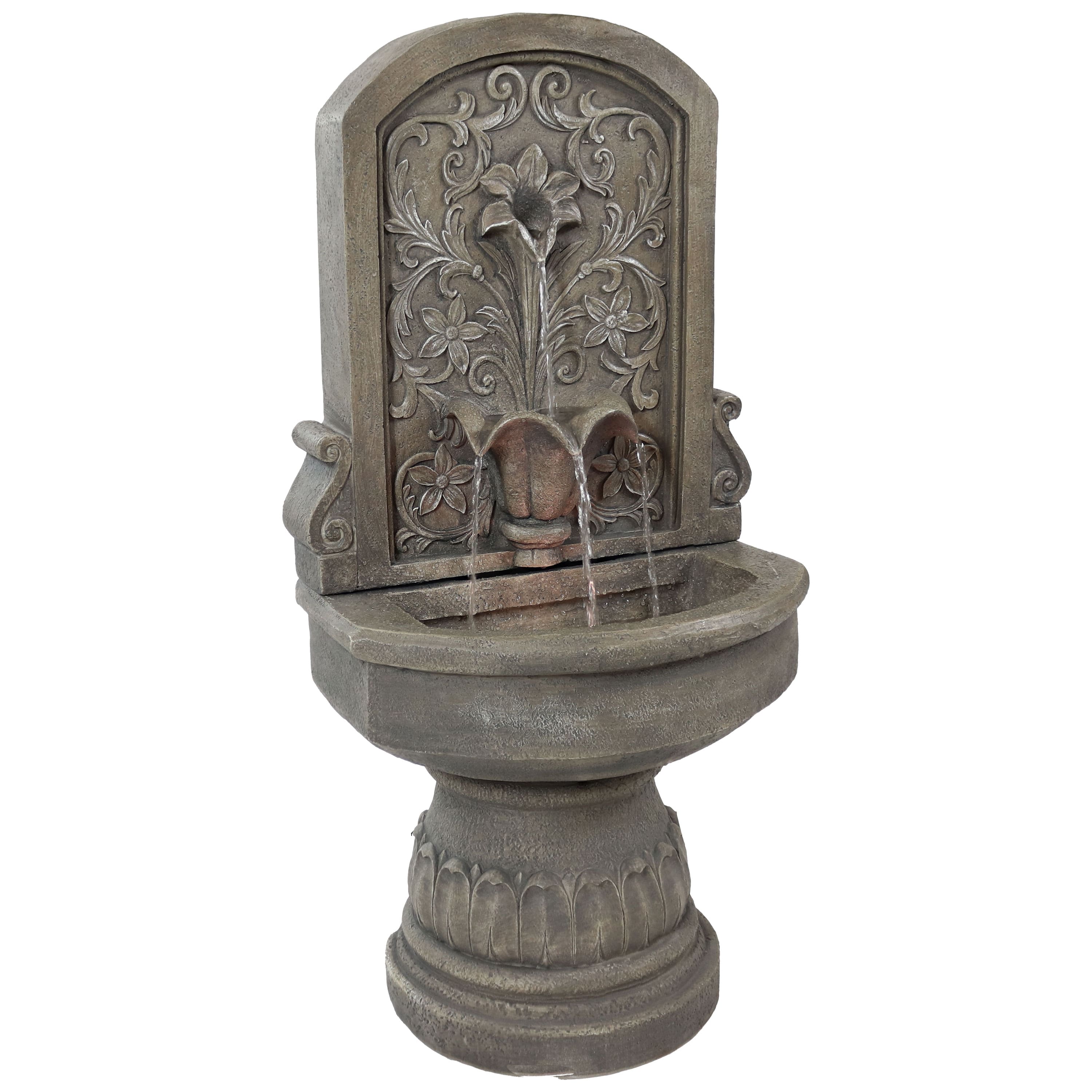 Sunnydaze - Lovely Lily Polyresin Flat Back Outdoor Wall Fountain - Light Brown price history on PriceWatchPro