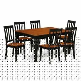 East West Furniture - 7 Pc Kitchen table set with a Kitchen Table and 6 Wood Kitchen Chairs in Black - Black & Cherry