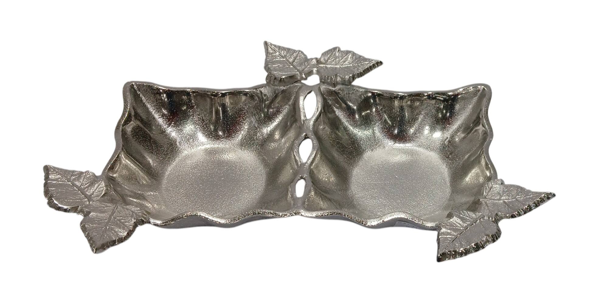 Left. Jiallo - Double Nut Dish - Silver.