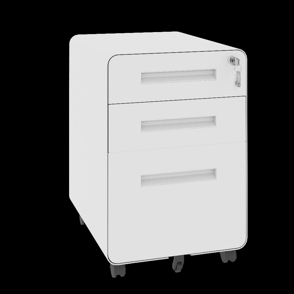 Alt View 9. Loheer - Loheer 3-Drawer Mobile File Cabinet Metal Storage Cabinet White.