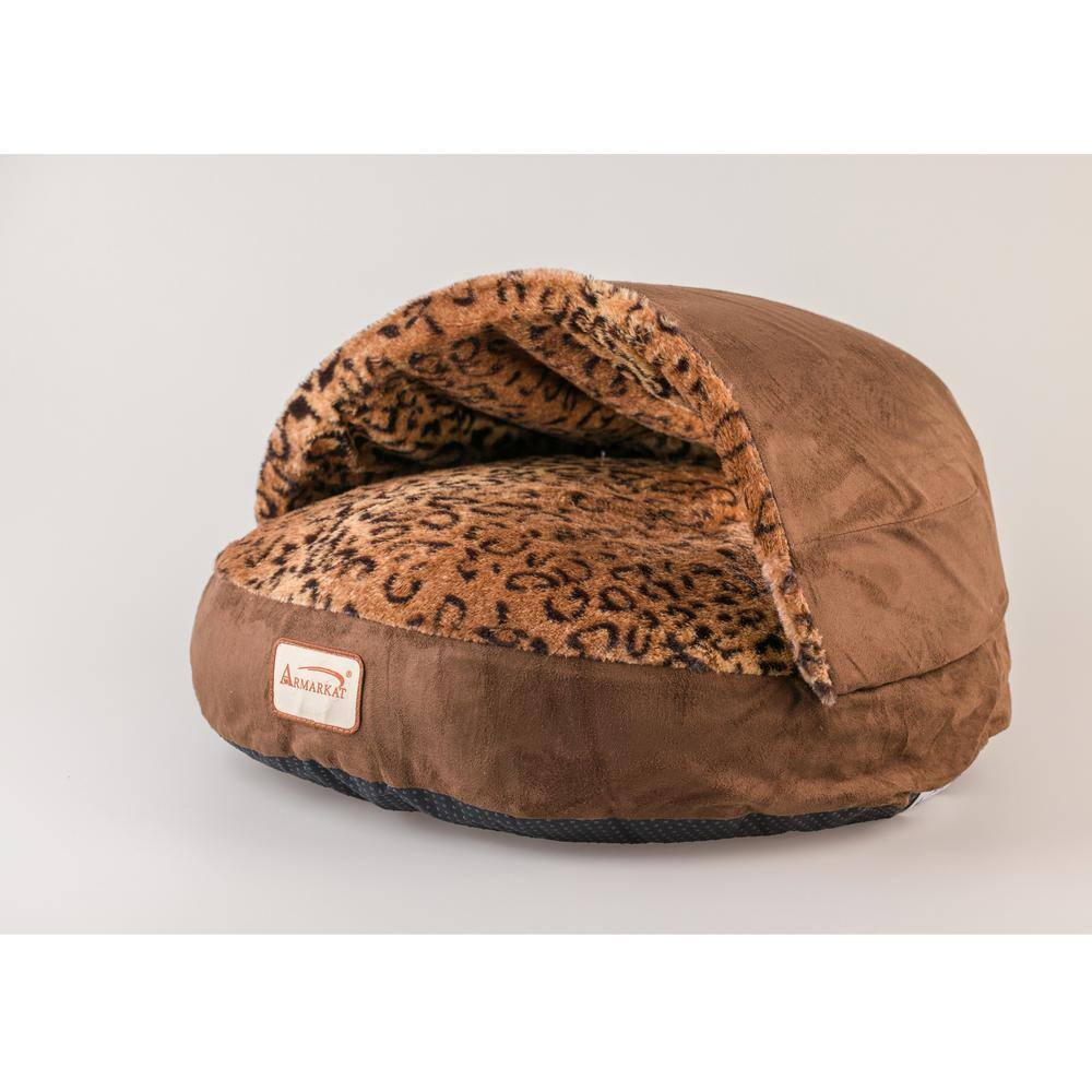 Alt View 1. Armarkat - Cat Bed Mocha And Leopard - Brown.