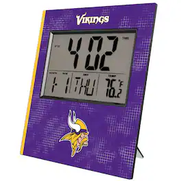 Keyscaper - Minnesota Vikings Cross Hatch Digital Desk Clock - Multicolor