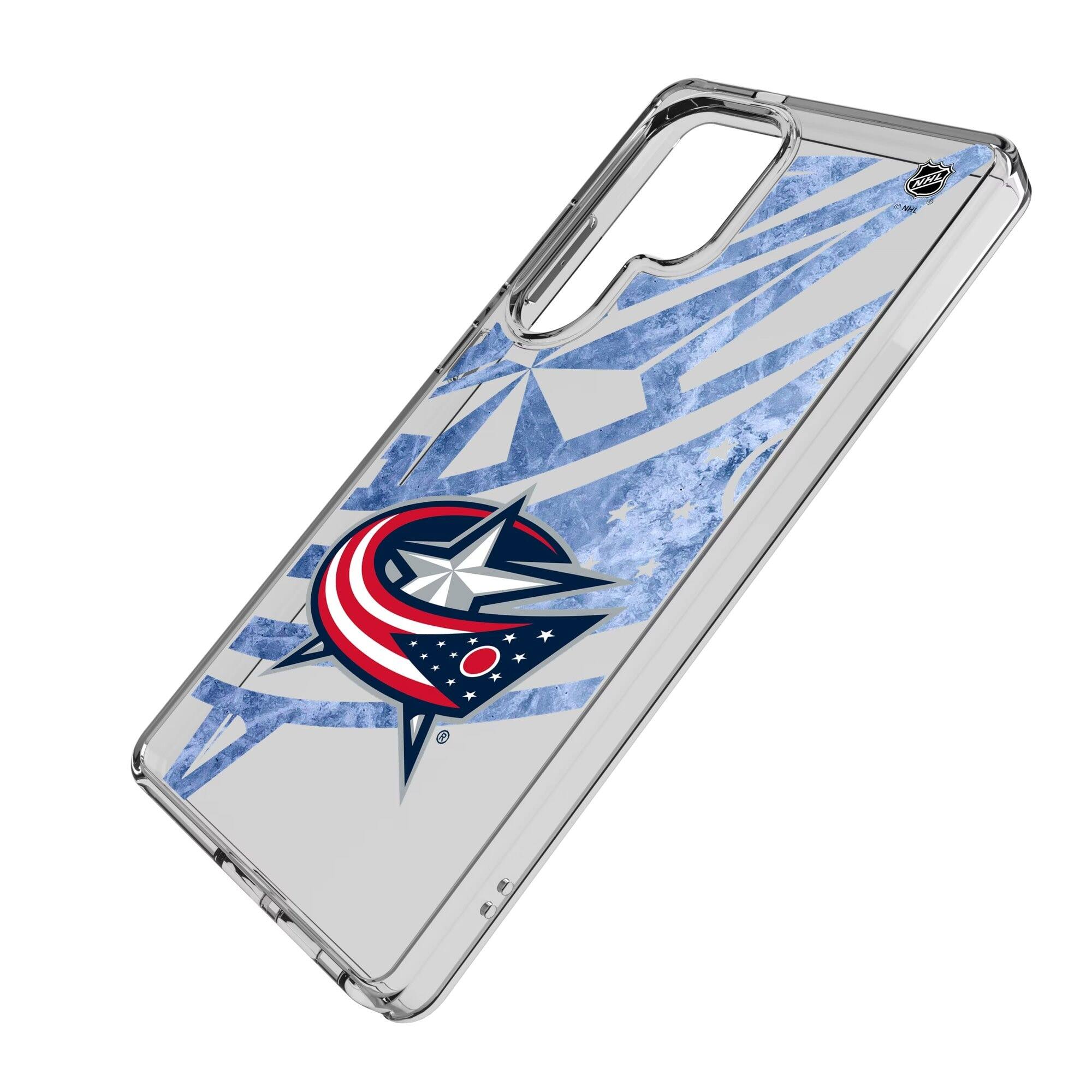 Alt View 1. Keyscaper - Columbus Blue Jackets Galaxy Clear Ice Case - S25 Ultra - Multicolor.
