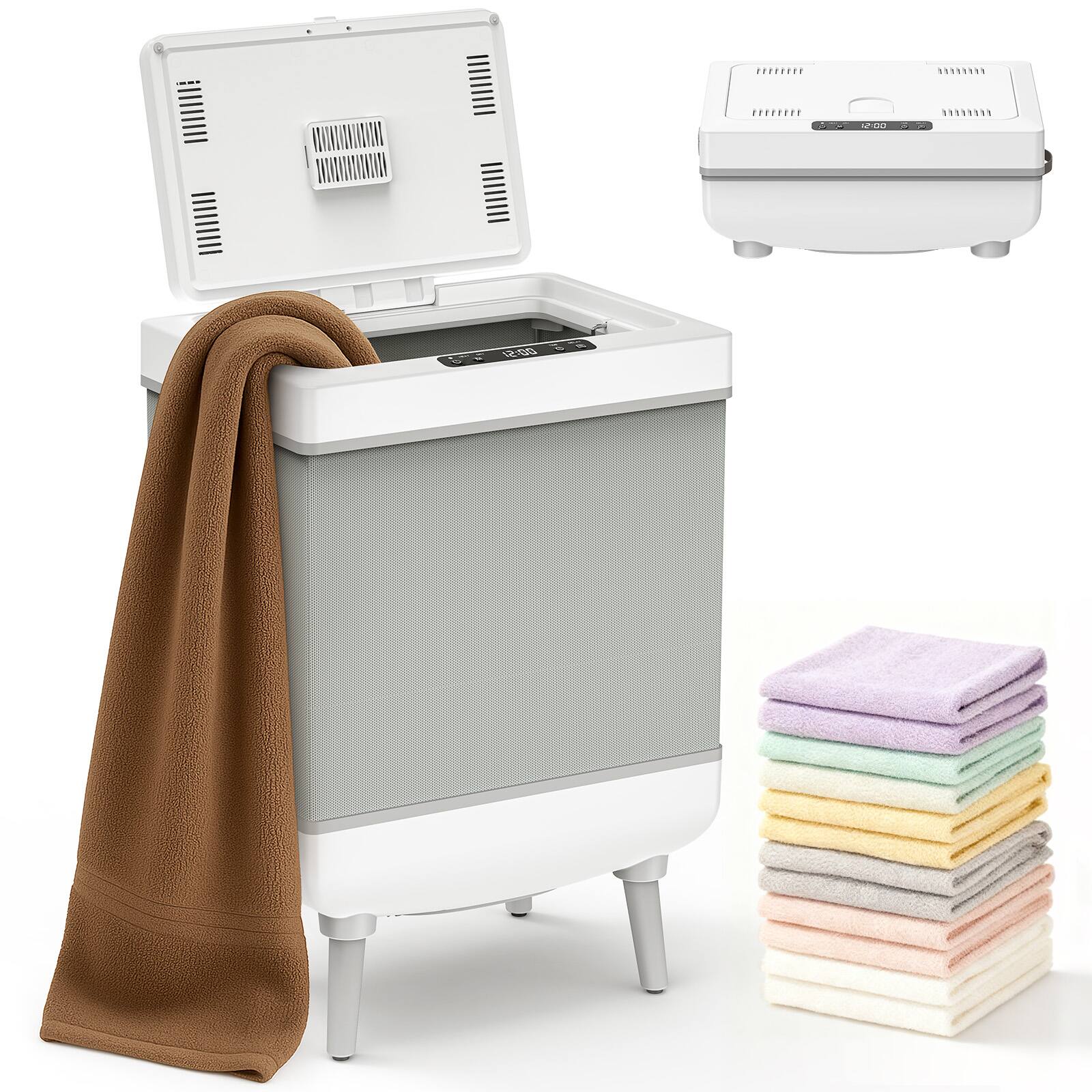 Alt View 6. Sugift - Foldable Towel Warmer 35L Large Capacity with Smart Touch Control, Fast Heating, Fragrance Chamber, and Child Lock - White.