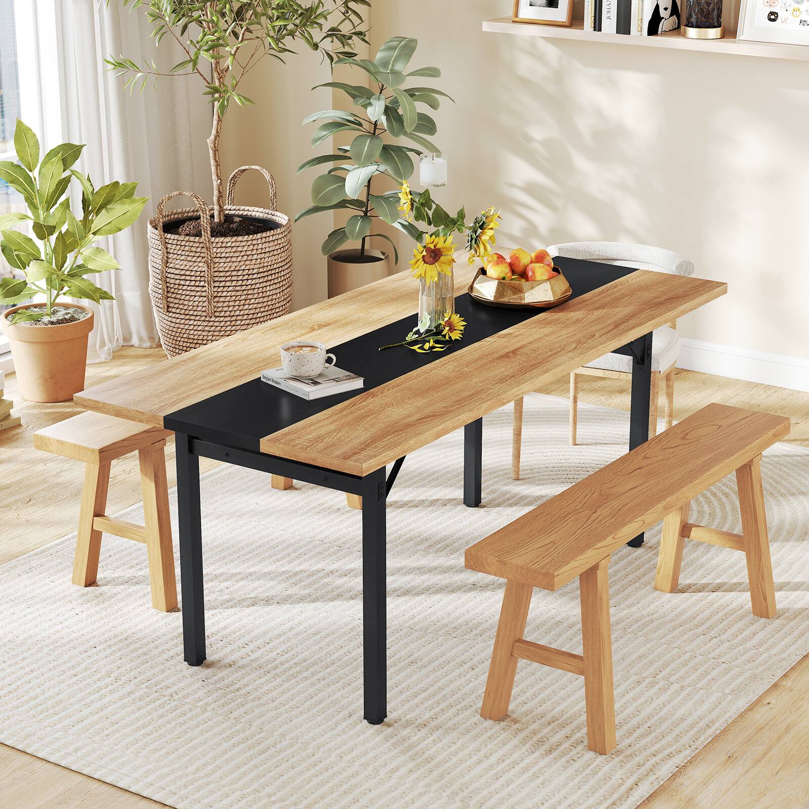 Alt View 1. Gymax - Gymax 71'' Long Large Wood Dinner Table 6 FT Dining Table w/ Heavy-Duty Metal Frame - Natural.