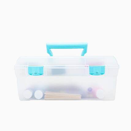 Front. Paradigms Interiors - 6937ag Lift-out Tray Box Portable Art & Craft Organizer With Handle And Clear/aqua - Default.