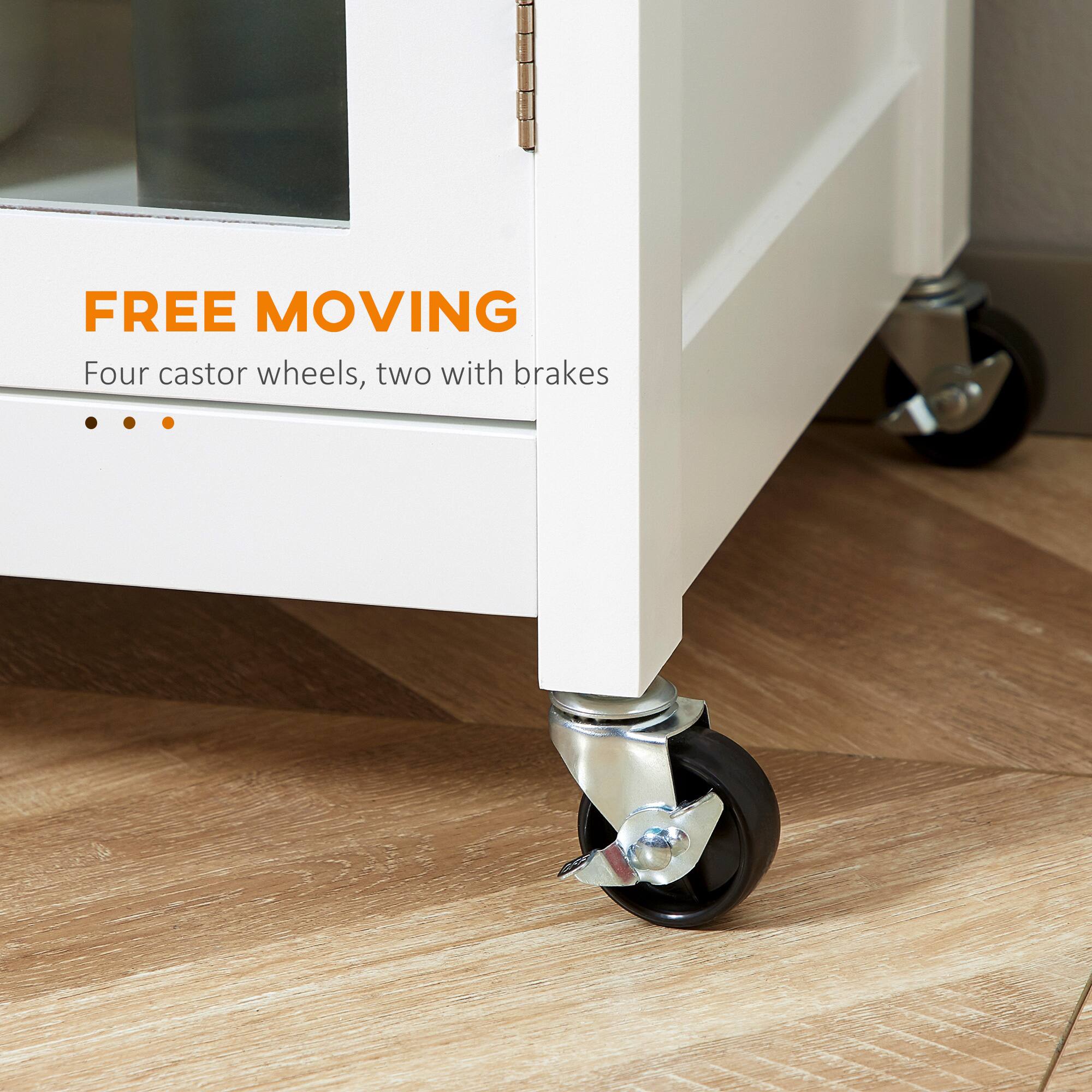 FREE MOVING
Four castor wheels, two with brakes