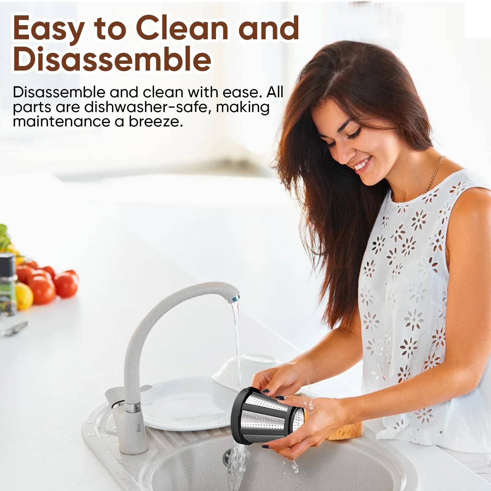 Easy to Clean and Disassemble

Disassemble and clean with ease. All parts are dishwasher-safe, making maintenance a breeze.