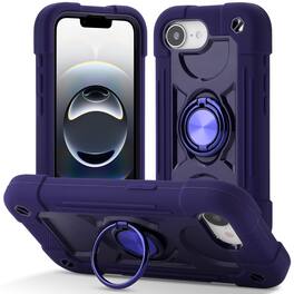 UUCOVER - Rugged Protective Case for iPhone 17e / iPhone 16e,Shockproof Double Ring Stand Case Heavy Duty Silicone +PC Back Cover - Darkpurple