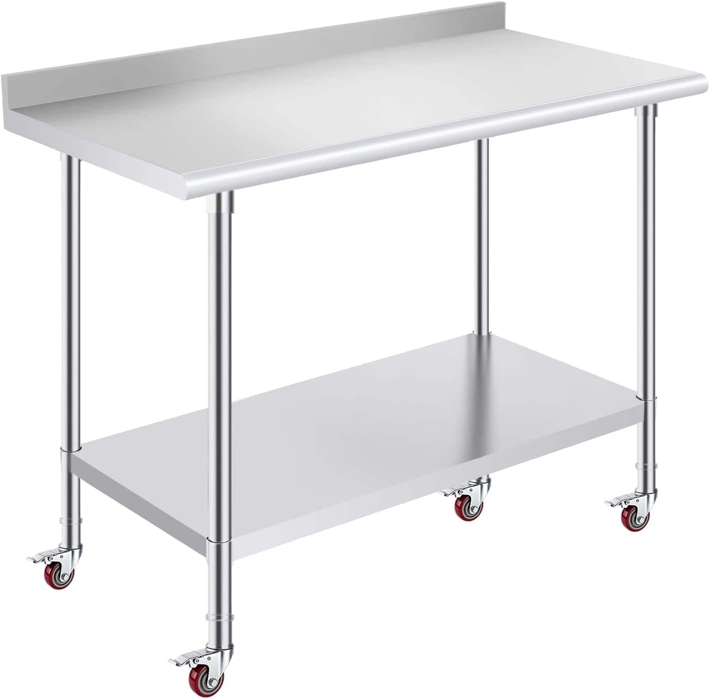 OSTBA - 24 × 48 Prep Table, NSF Commercial Heavy-Duty Work Table with Adjustable Undershelf & Feet - Stainless Steel