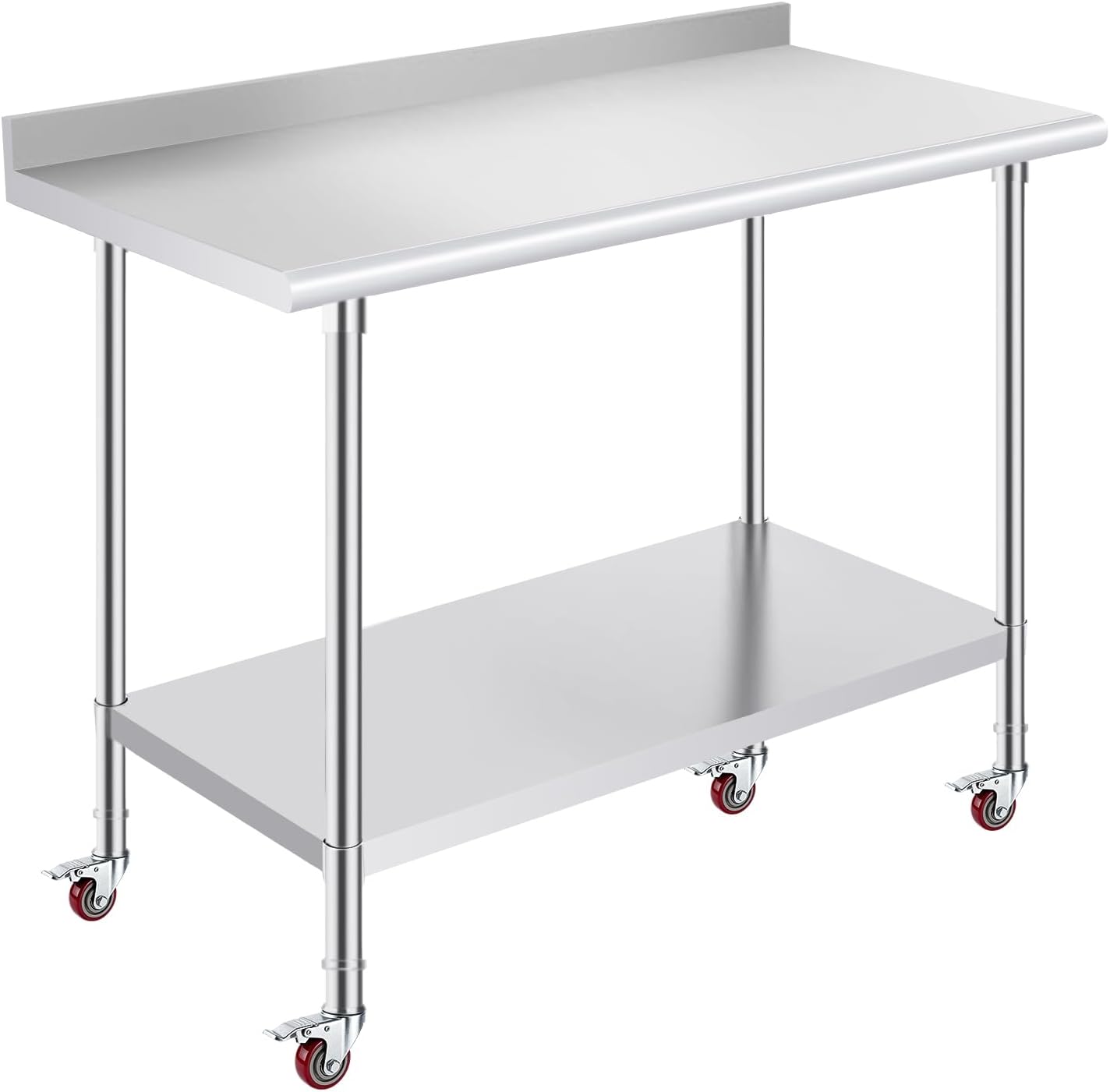 OSTBA - 24 × 48 Prep Table, NSF Commercial Heavy-Duty Work Table with Adjustable Undershelf & Feet - Stainless Steel