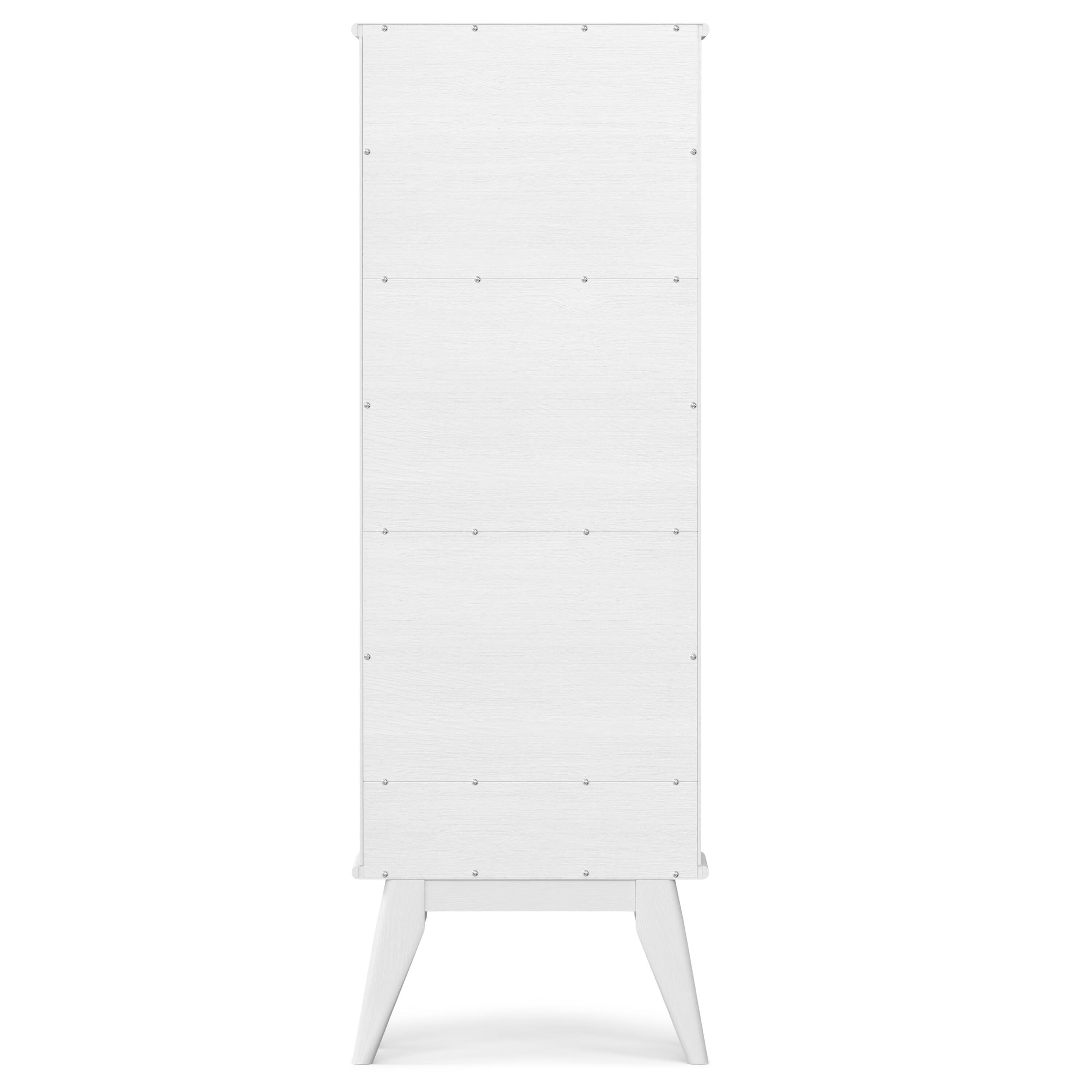 Alt View 1. Simpli Home - Draper SOLID HARDWOOD 64 inch x 22 inch Mid Century Modern Bookcase and Storage Unit in White - White.
