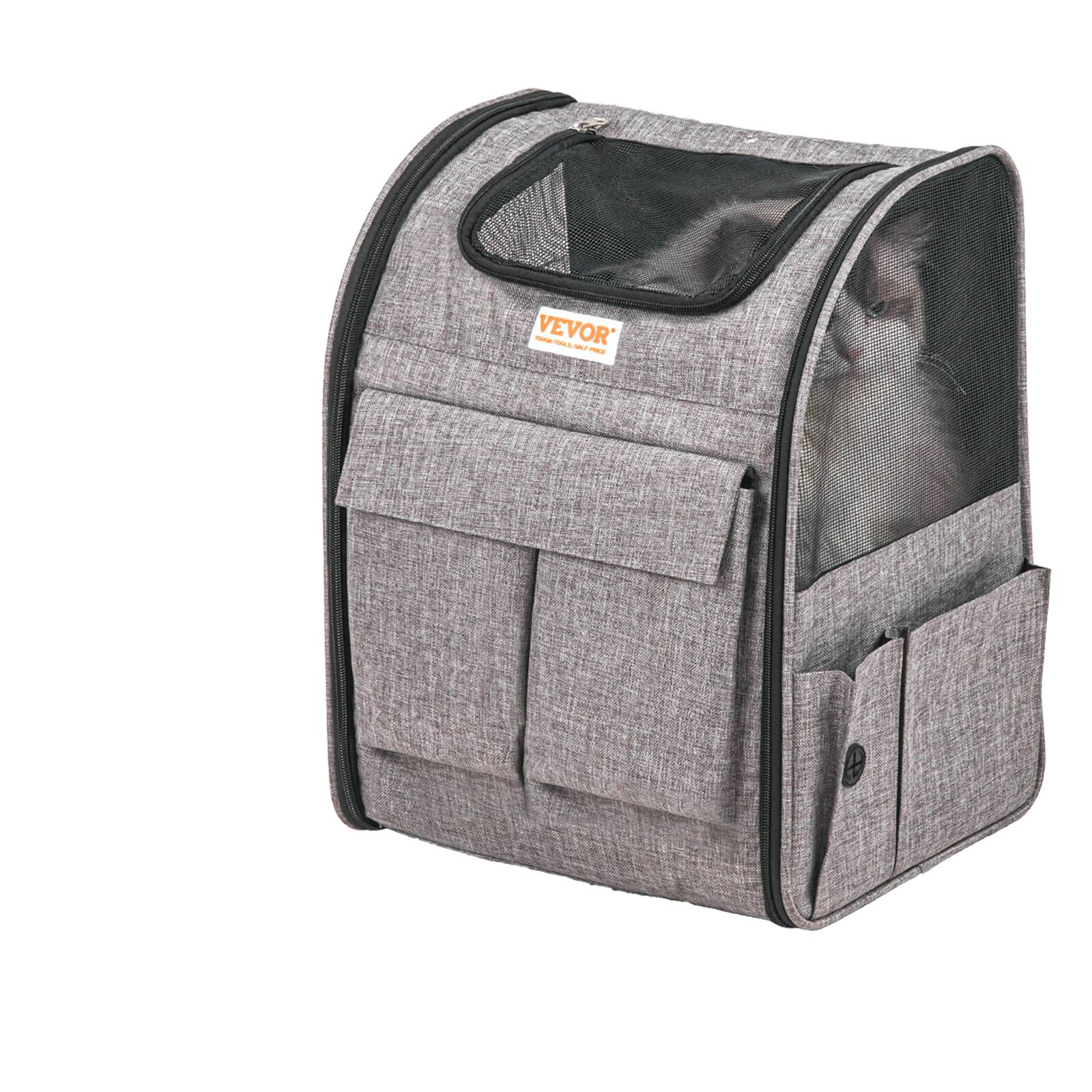 Alt View 5. VEVOR - Rolling Pet Carrier Backpack with Removable Wheels for Under 18LBS, Large Soft Sided Wheeled Dog Carrier - Grey.