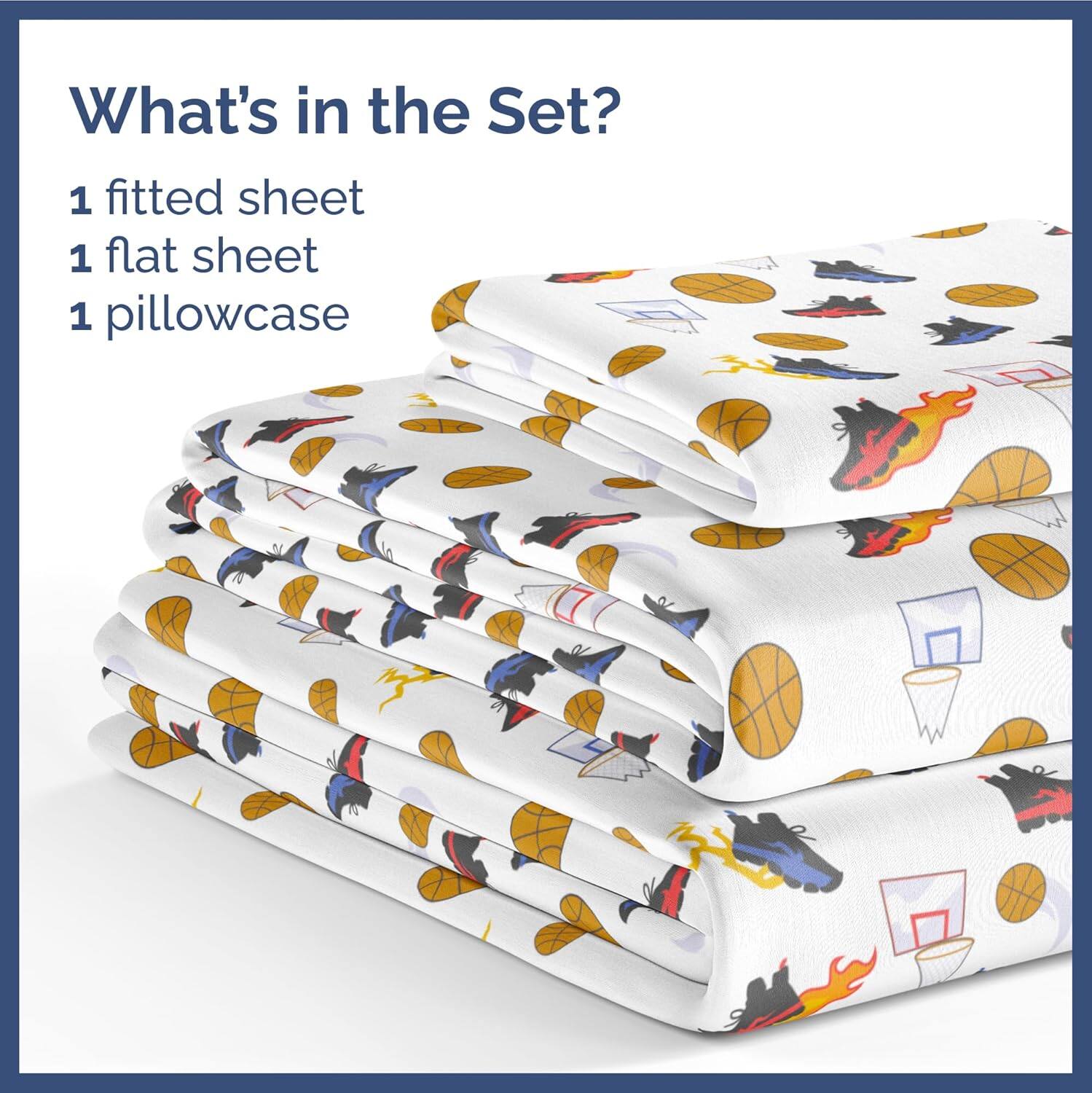 What's in the Set?

1 fitted sheet  
1 flat sheet  
1 pillowcase