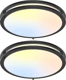 Nordic Hygge - 18'' 50W Flush Mount Ceiling Light, Dimmable LED Ceiling Lights Fixtures with 5CCT Adjustable - Black