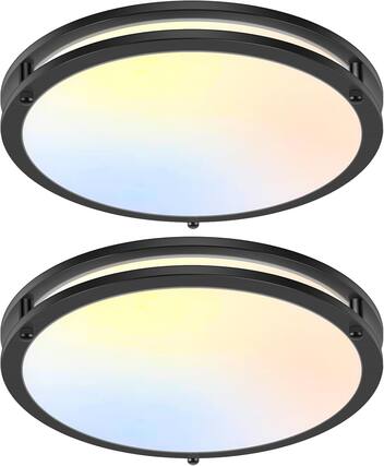 Front. Nordic Hygge - 18'' 50W Flush Mount Ceiling Light, Black Dimmable LED Ceiling Lights Fixtures with 5CCT Adjustable - Black.