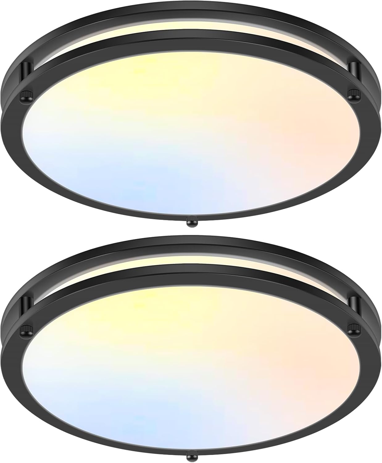 Front. Nordic Hygge - 18'' 50W Flush Mount Ceiling Light, Black Dimmable LED Ceiling Lights Fixtures with 5CCT Adjustable - Black.