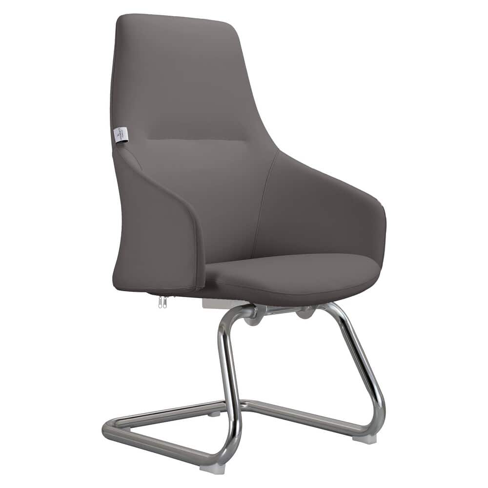 LeisureMod - Celeste Office Chair Upholstered in Leather with Iron Frame Ergonomic Desk Chair for Home Office and Task Seating - Gray