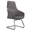 Front. LeisureMod - Celeste Office Chair Upholstered in Leather with Iron Frame Ergonomic Desk Chair for Home Office and Task Seating - Grey.