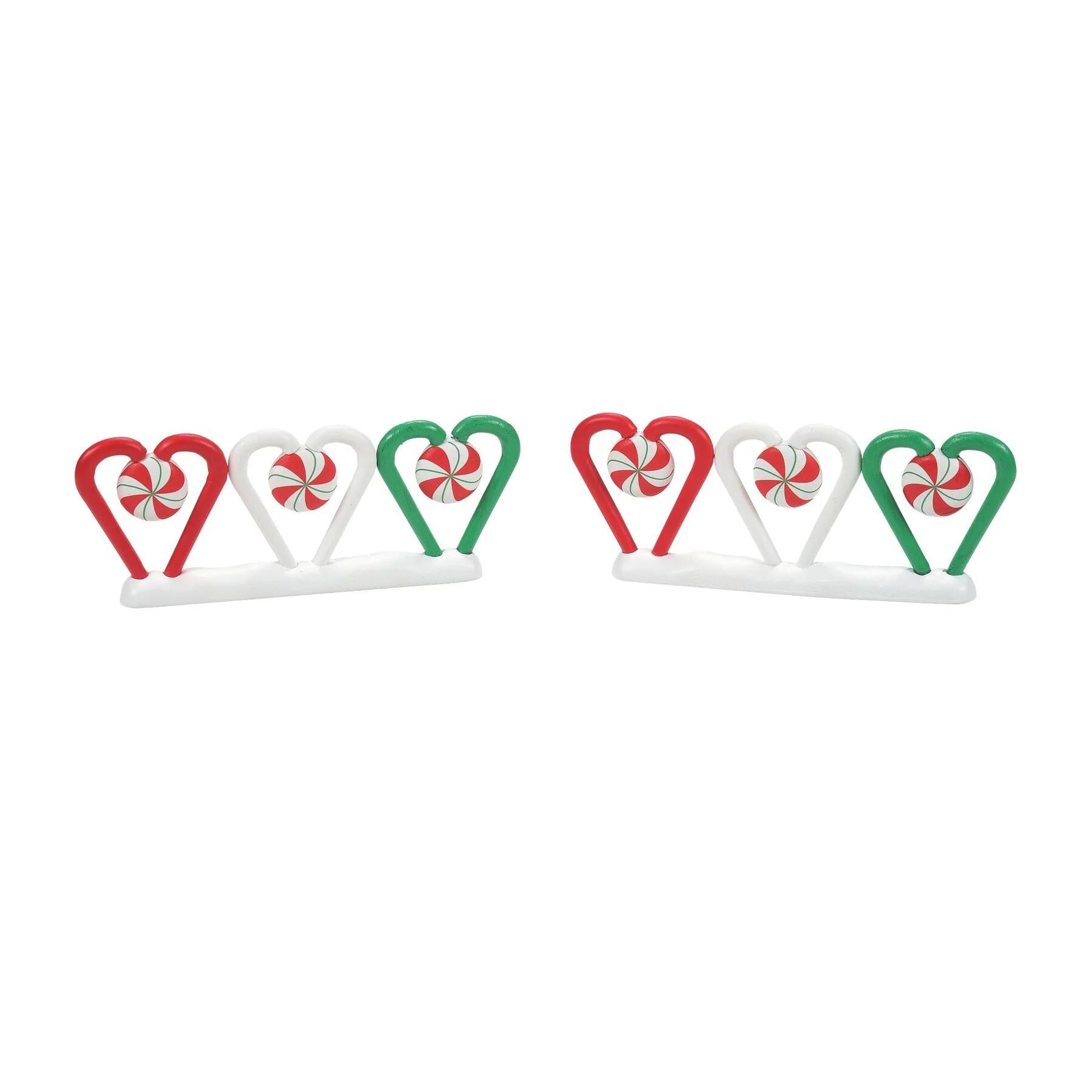 Front. Department 56 - Department 56 Village Accessories Christmas Candy Cane Fence, Set of 2 #6011458 - White.