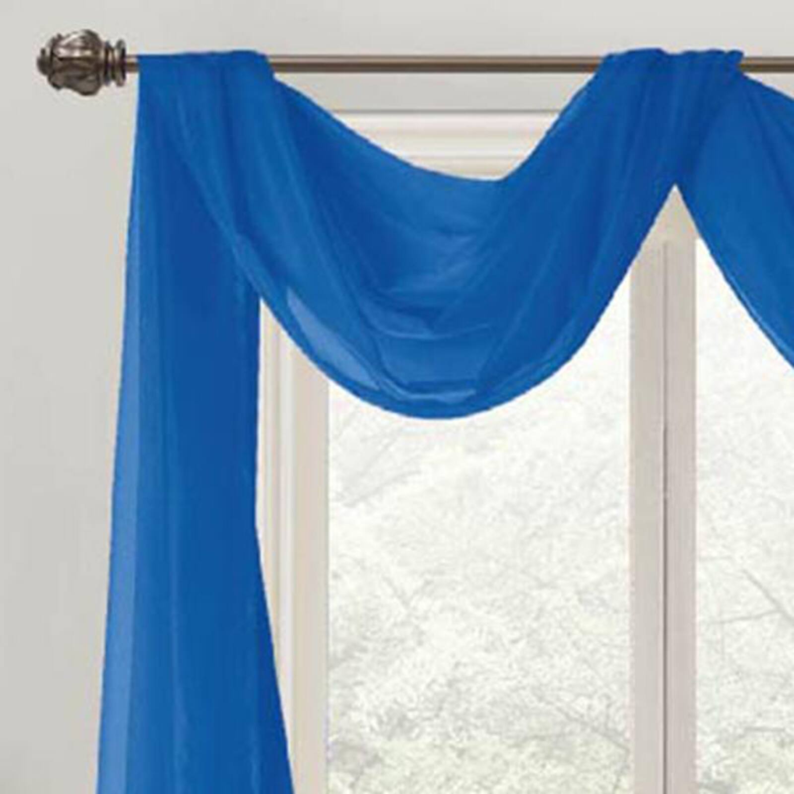 Angle. RT Designers Collection - Celine Sheer 55 x 216 in. Sheer Curtain Scarf Valance Navy Blue - Navy.