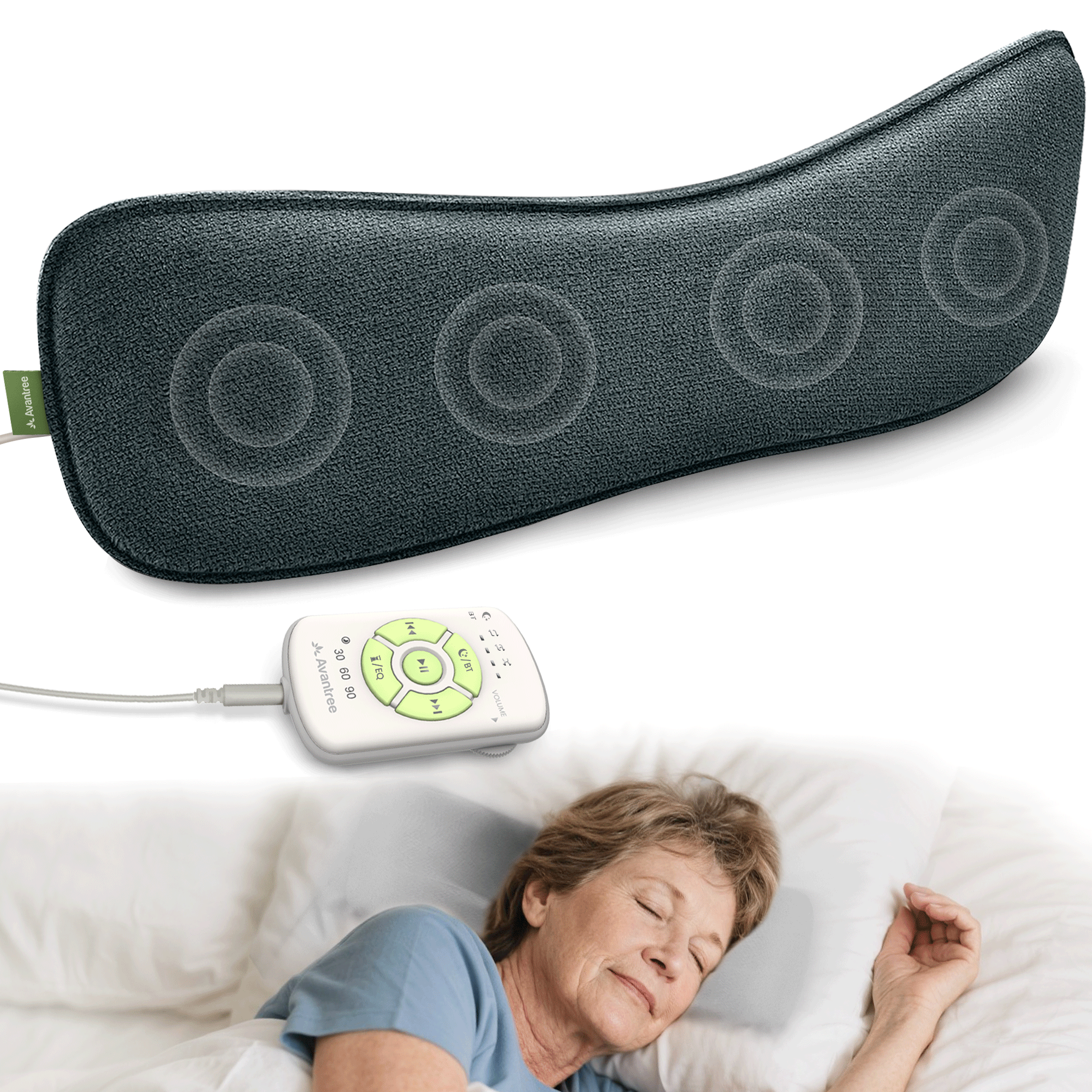 Front. Avantree - Slumber 2 - Bluetooth 5.4 Pillow Sleep Headphones with 4 Flat Speakers, White Noise.