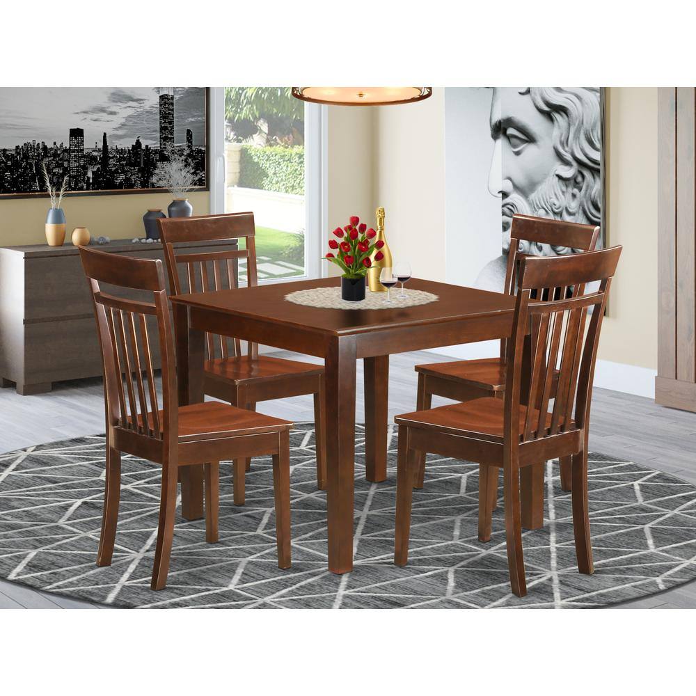 Back. East West Furniture - 5 PcSmall Kitchen Table set with a Dining Table and 4 Dining Chairs in Mahogany - Mahogany.