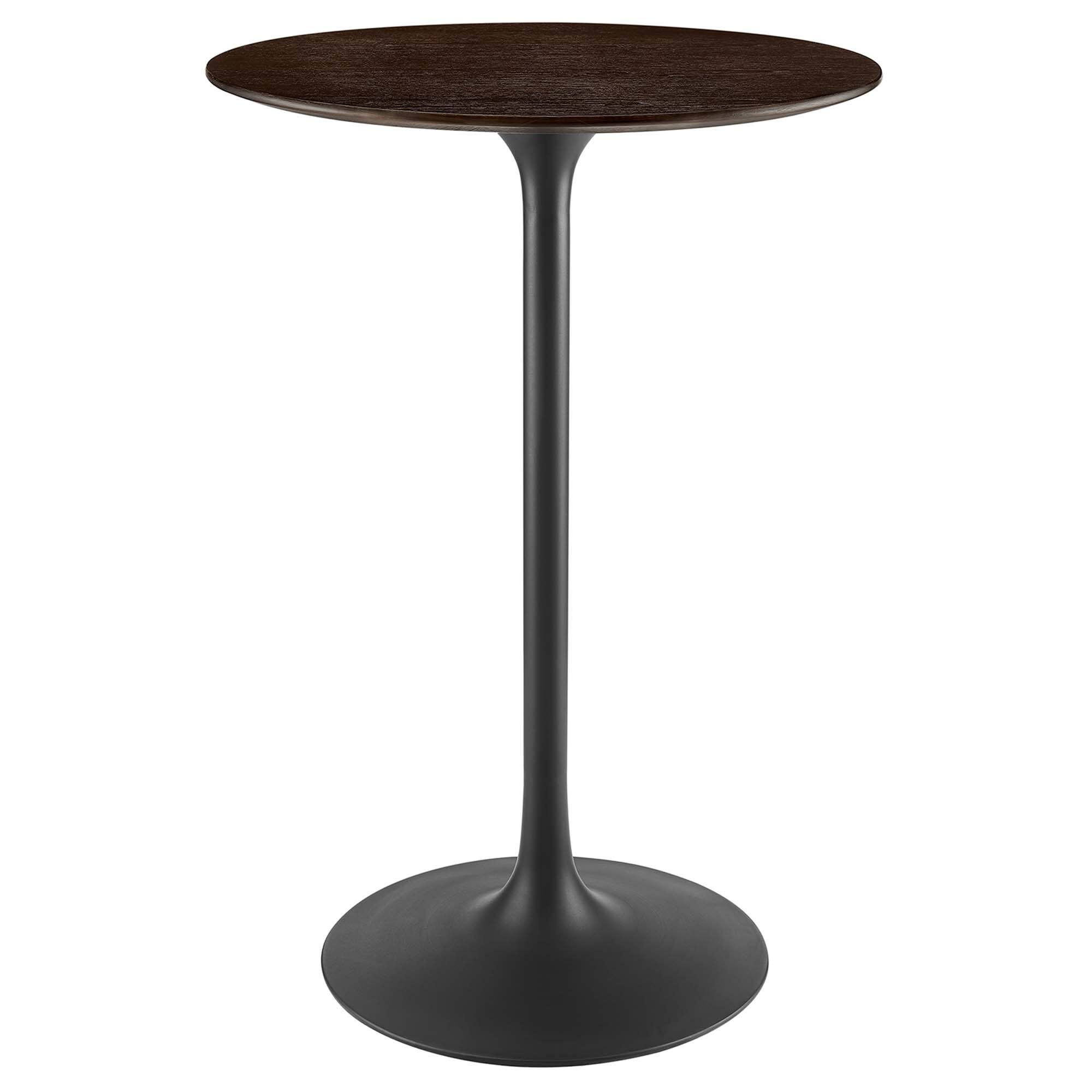 Angle. Modway - Lippa Round Wood Bar Table - Black Cherry Walnut.