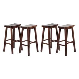 PJ Wood - Classic Saddle Seat 29" Tall Kitchen Counter Stools, (Set of 4) - Walnut
