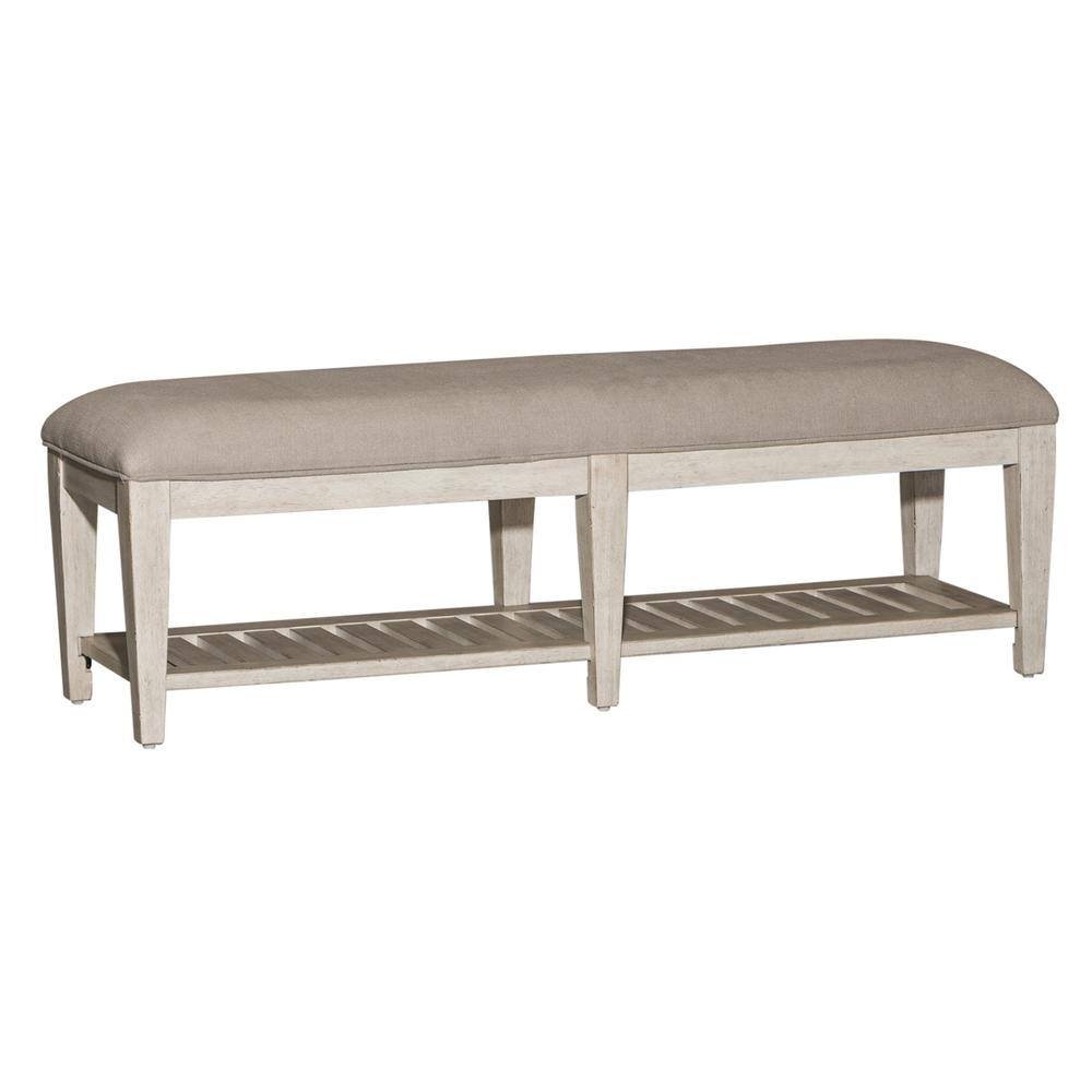 Alt View 1. Liberty Furniture Industries - Heartland Bed Bench in Antique White w/ Tobacco Top - White.
