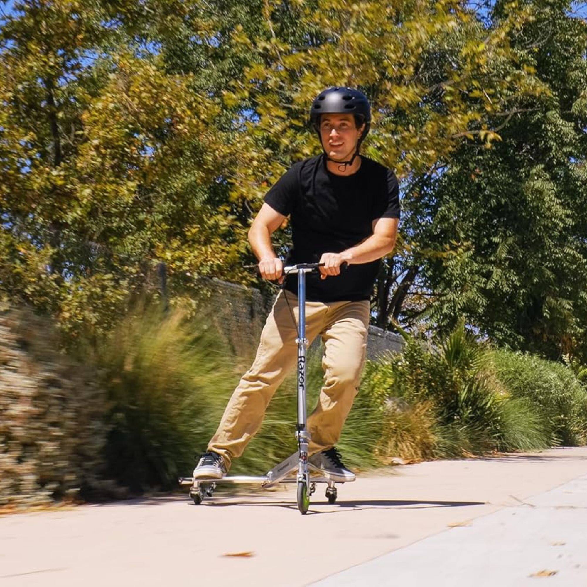 Alt View 5. Razor - Razor DLX PowerWing Caster Scooter, 3 Urethane Wheels for Taller Riders, Green - Grey/Silver.