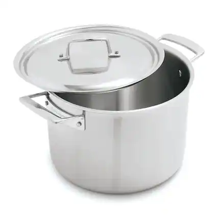 Front. Demeyere - Demeyere Essential 5-ply 8-qt Stainless Steel Stock Pot with Lid - Stainless Steel.