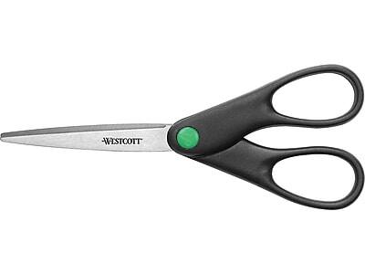 Front. Westcott - Westcott Straight KleenEarth 7" Recycled Stainless Steel Standard Scissors, Pointed Tip, Black (44218) - Black.