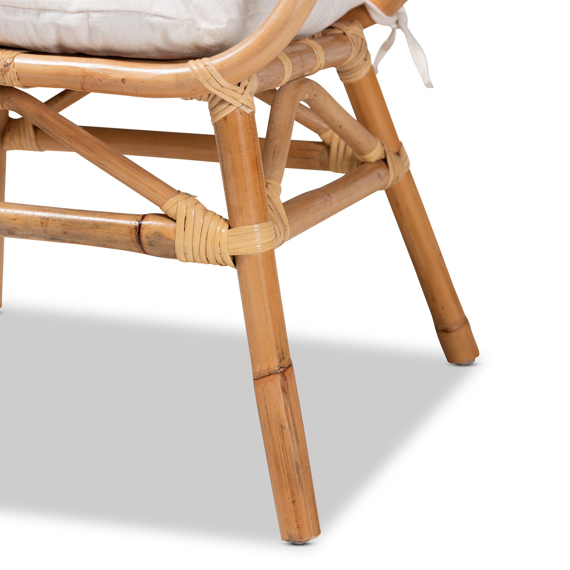 Alt View 2. bali & pari - Benicia Modern Bohemian Rattan Dining Chair - White/Natural Brown.
