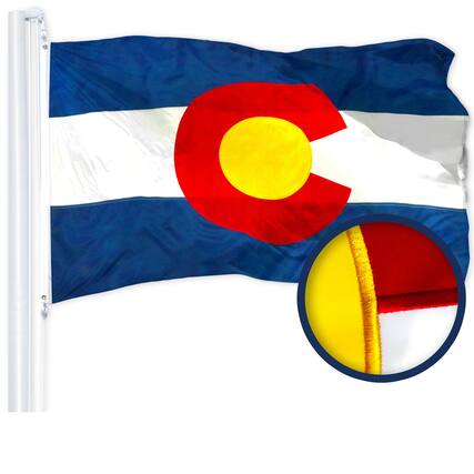 Front. G128 - Colorado State Flag, 2 x 3 ft Embroidered Polyester with Brass Grommets - Assorted Colors.