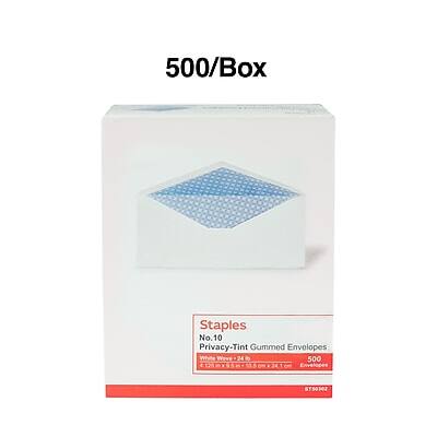 500/Box Staples No.10 Privacy-Tint Gummed Envelopes White Wove 24 di 500 453 4 9 24 1 Envelopes ST50302

Staples
No.10
Privacy-Tint Gummed Envelopes
White Wove - 24% Recycled
500
ST50302