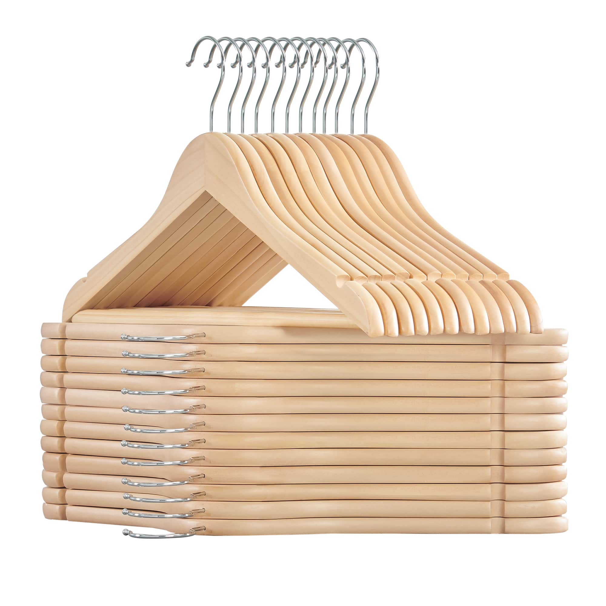 Songmics Home - Wooden Hangers, Pack of 24, Coat Hangers, Non-Slip, Pants Bar, 360° Swivel Hooks, for Jackets, Shirts, Coats - Natural Wood price history on PriceWatchPro
