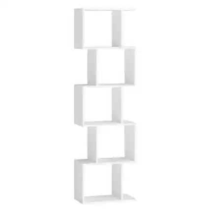 Front. Songmics Home - Bookshelf, 5-Tier Bookcase,Storage Shelf with Open Compartments, Modern Style, for Living Room, Bedroom, Office - Matte White.