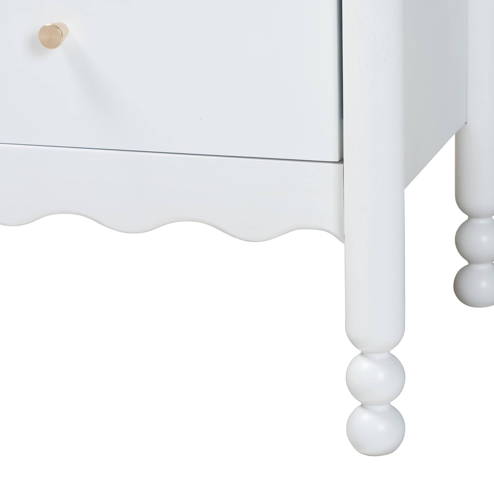 Alt View 2. Baxton Studio - Hoffman Nightstand - 2-Drawer Bedside Table with Scalloped Apron and Turned Legs for Bedroom - White.