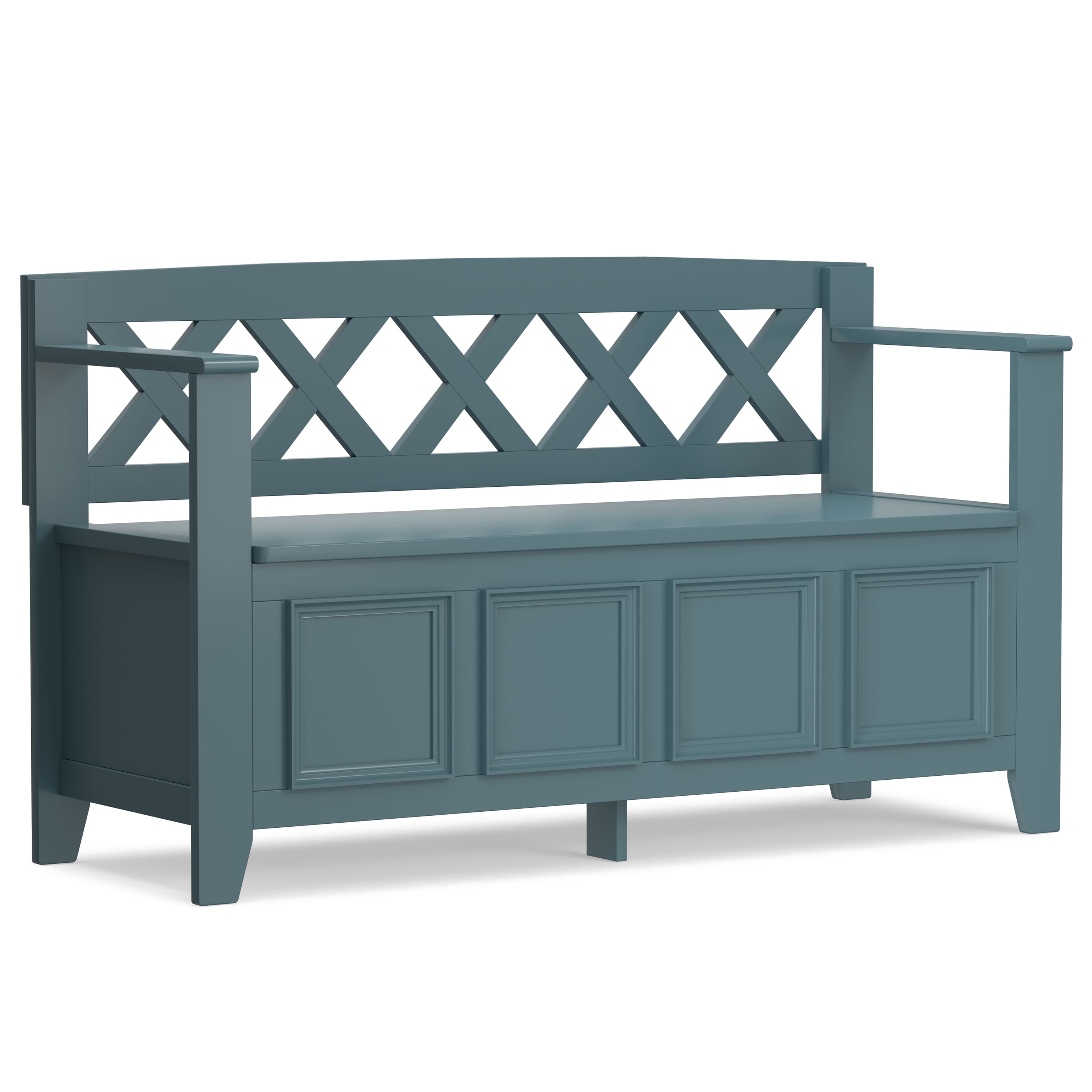 Simpli Home - Amherst 48 inch Wide Solid Wood Transitional Entryway Storage Bench - French Blue