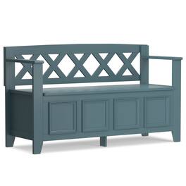 Simpli Home - Amherst 48 inch Wide Solid Wood Transitional Entryway Storage Bench - French Blue