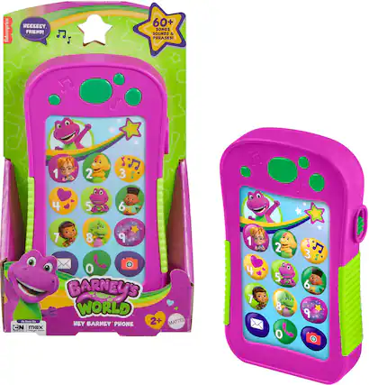 fisher-price HEEEEEY FRIEND! 60+ SONGS & SOUNDS & PHRASES! 1 4 2 5 3 6 7 8 9 0 BARNEY'S WORLD - HEY BARNEY PHONE 2+ EMATTEL CN 1 max -