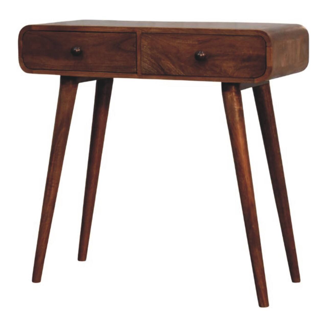 Back. Artisan Furniture - Artisan Furniture Solid Wood Curved Two Drawer Console Table, Brown - Brown.
