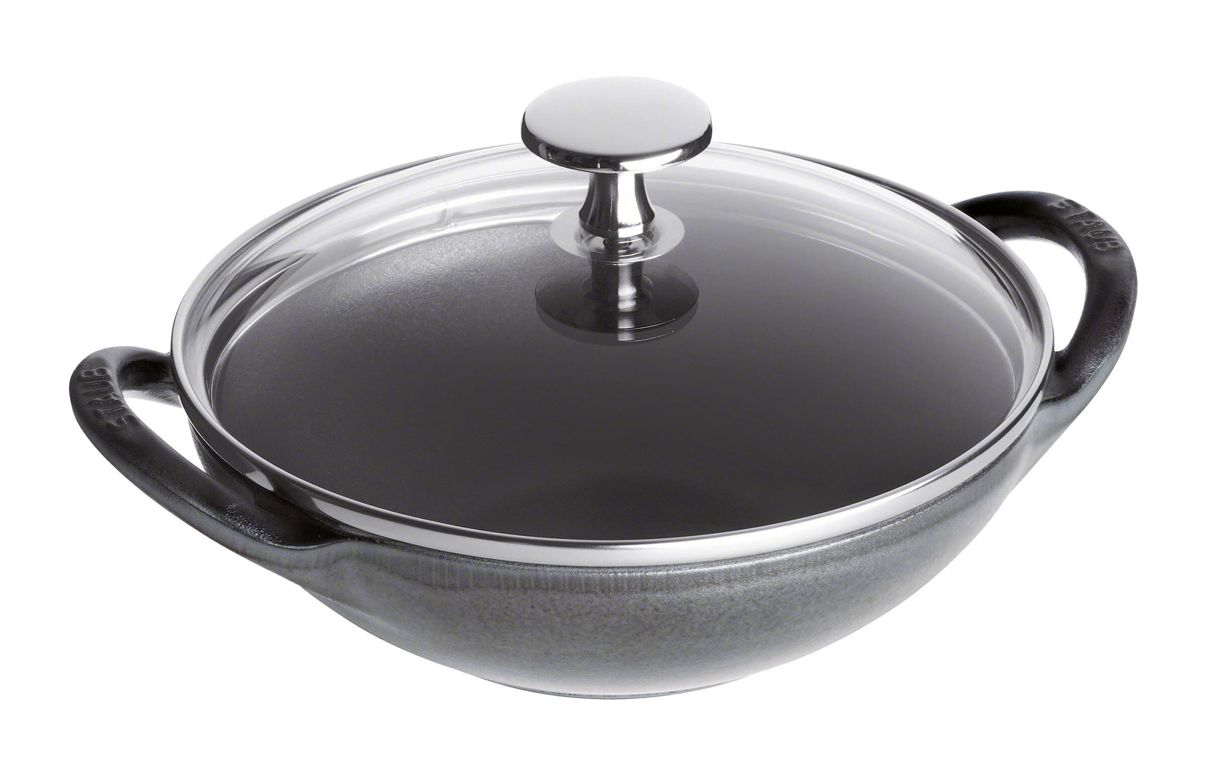 Front. Staub - Staub Cast Iron 0.5-qt Baby Wok - Graphite Grey - Graphite Grey.