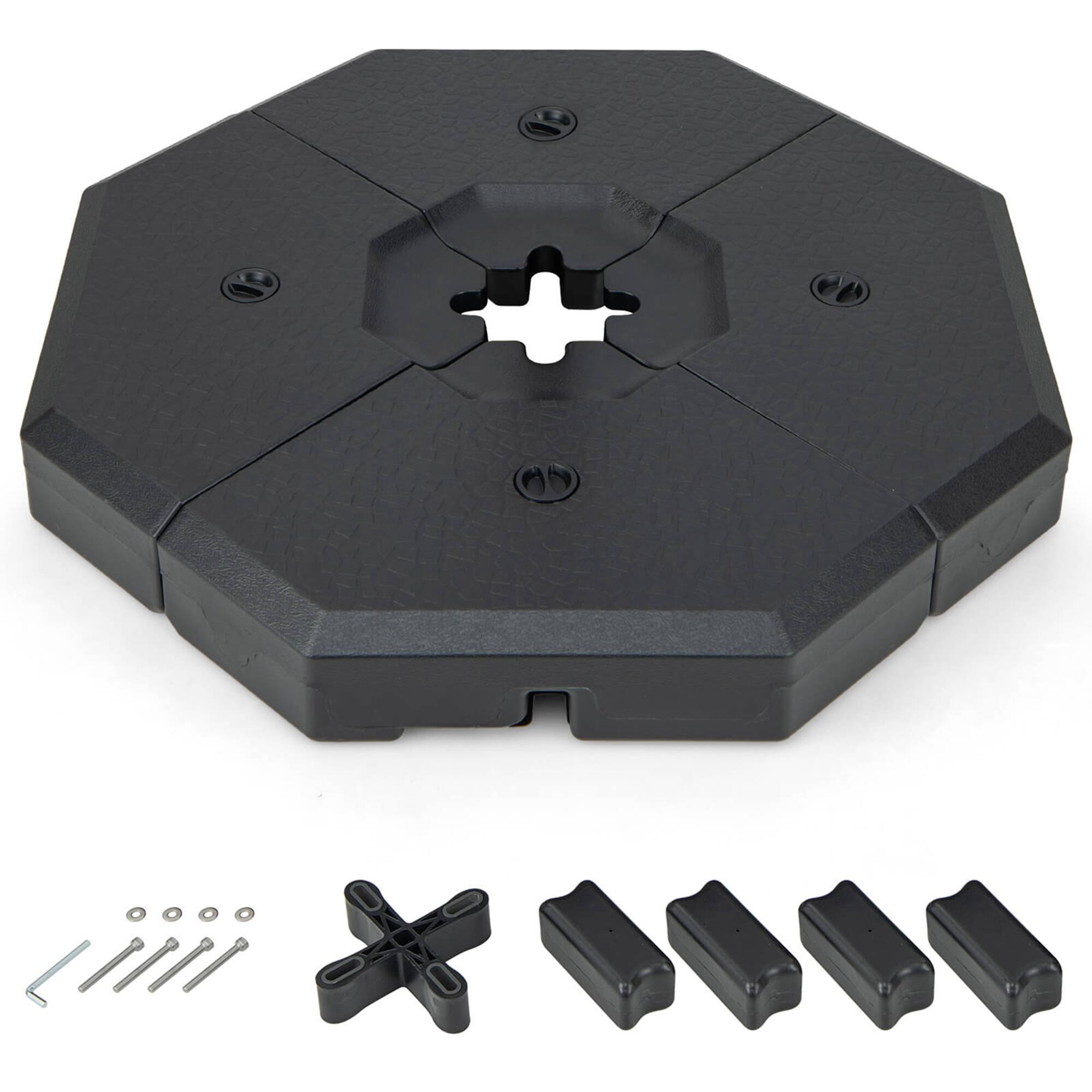 Alt View 1. Costway - 4PCS Patio Cantilever Offset Umbrella Weights Base Plate Set - Black.