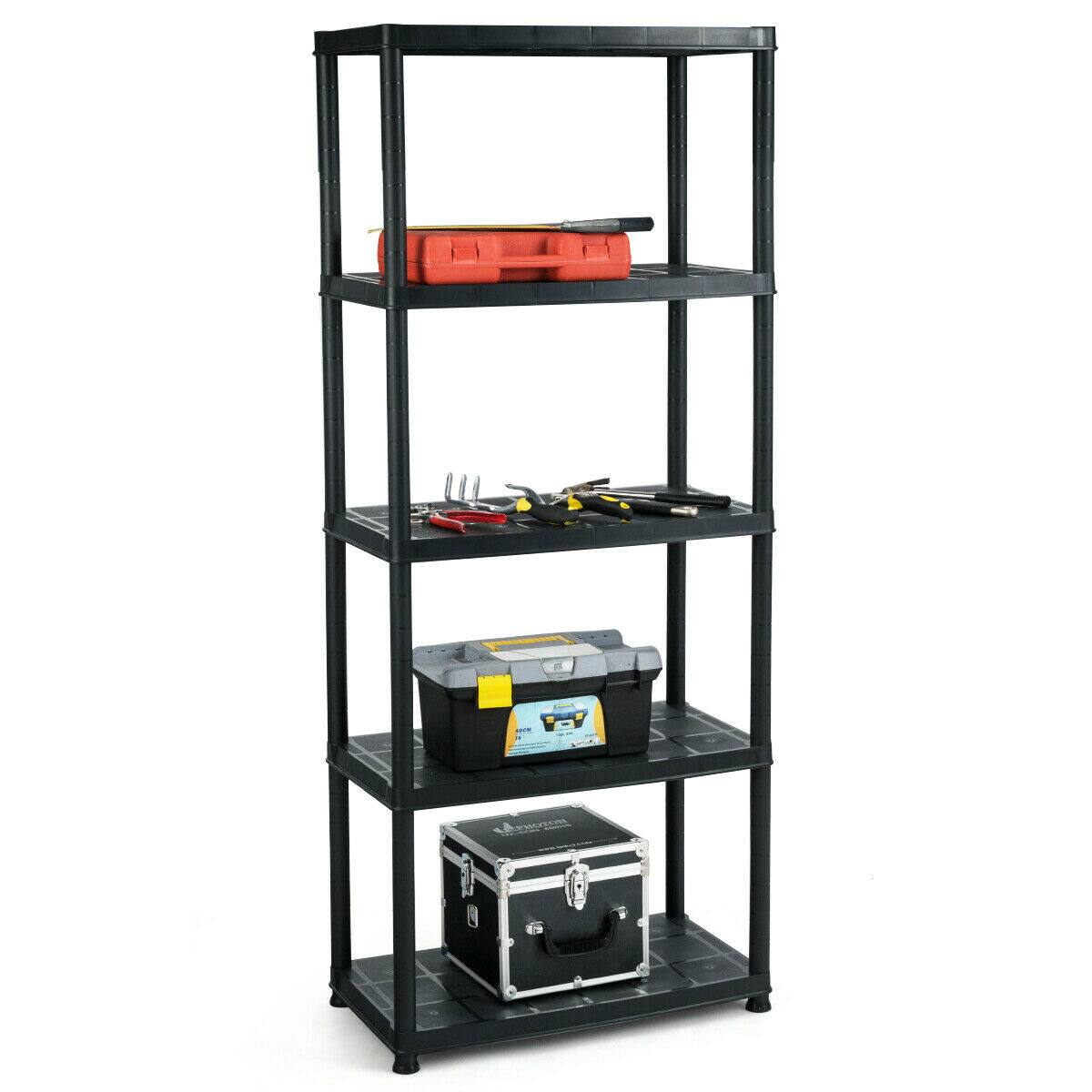 Alt View 9. Gymax - Gymax 5-Tier Storage Shelving Freestanding Heavy Duty Rack 33.5"L X 16"W X 73"H Black - Black.