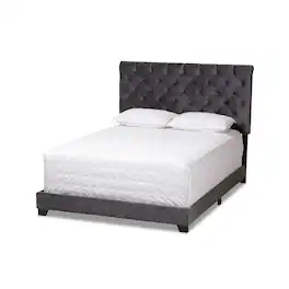 Baxton Studio - Candace Luxe and Glamour Velvet Upholstered Bed - Dark Gray