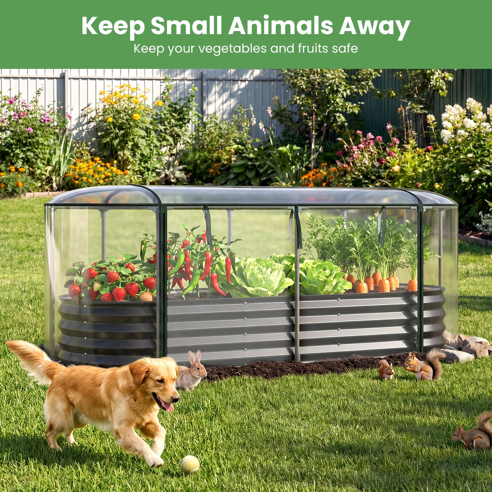 Keep Small Animals Away  
Keep your vegetables and fruits safe