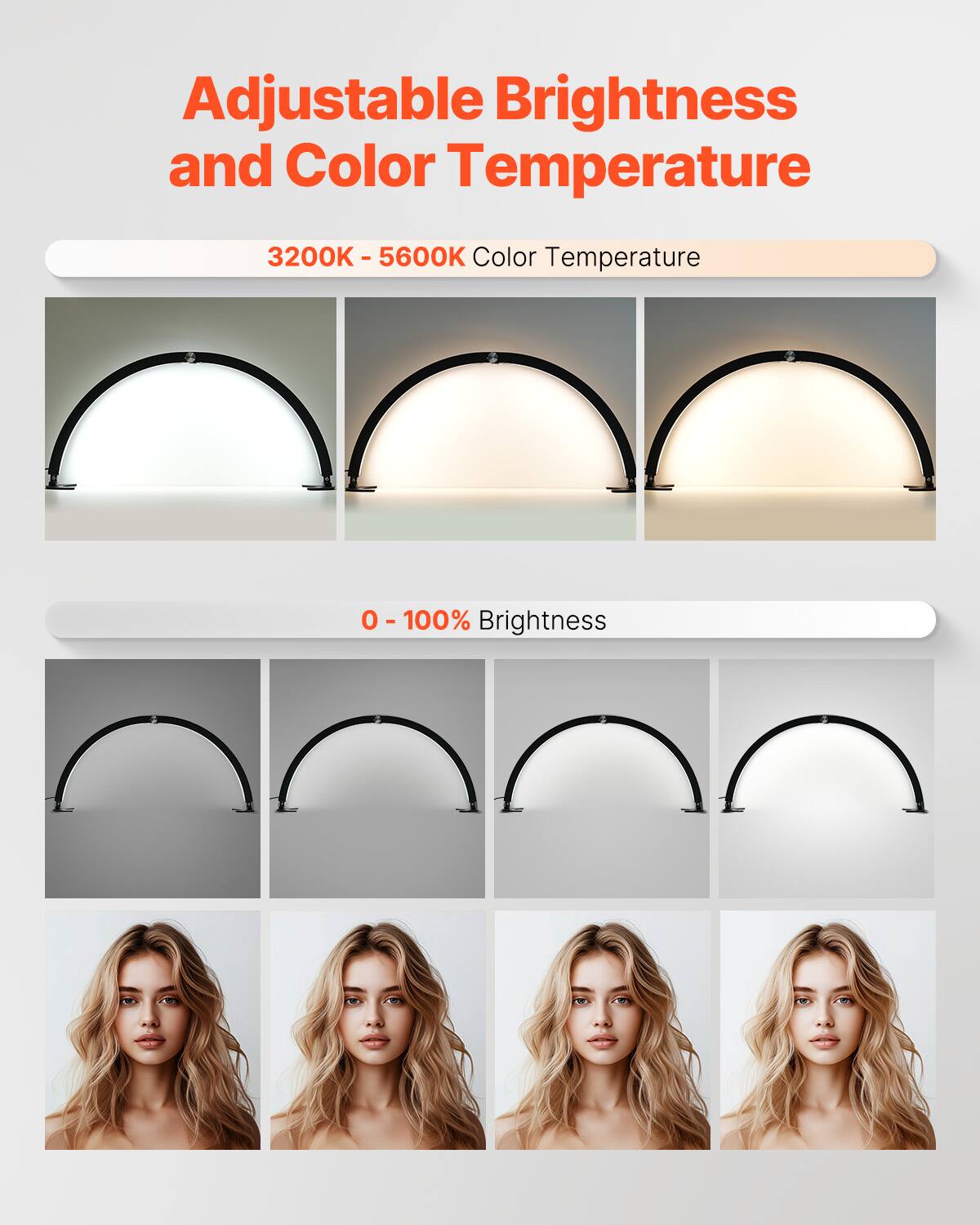 Adjustable Brightness and Color Temperature

3200K - 5600K Color Temperature

0 - 100% Brightness